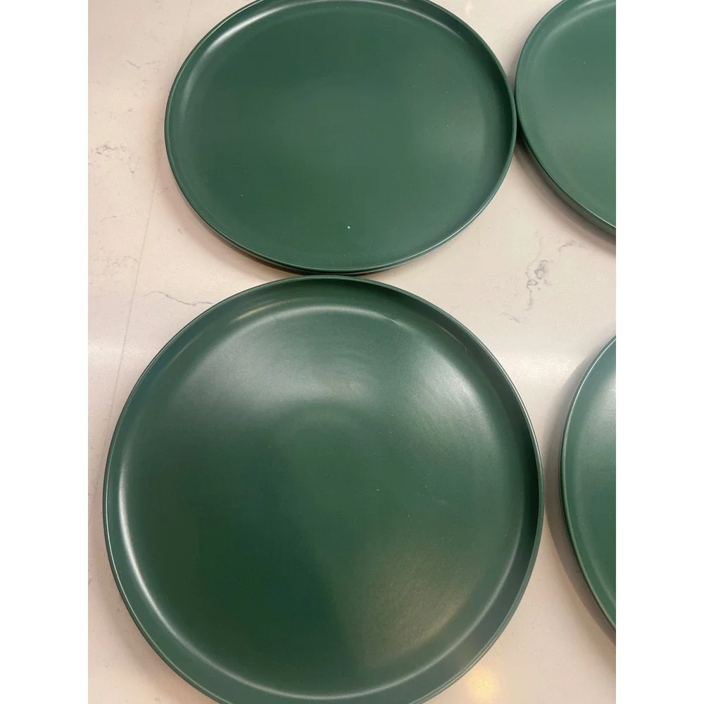 Kirklands Simple Things Forest Green Matte Salad Plates Set of 6 Stoneware